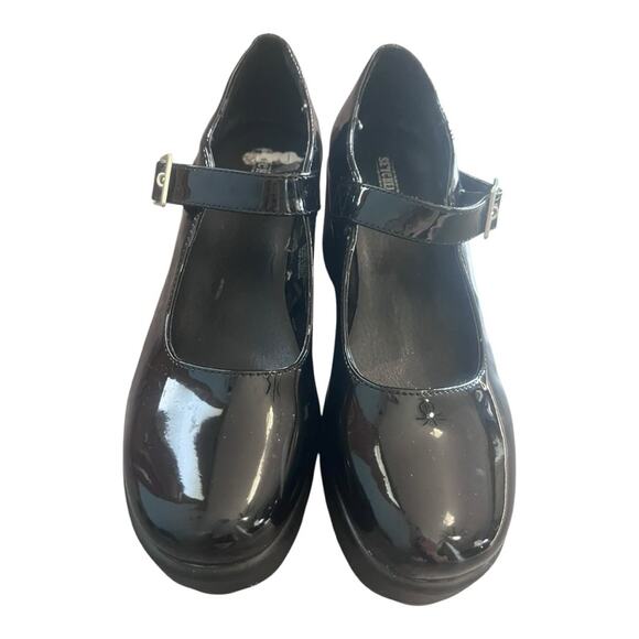 Seychelles Black Patent Leather Mary Janes Shoes 8 Chunky Coquette Whimsigoth - Picture 4 of 8